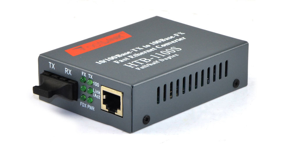 厂家批发 htb-1100S-25km双纤光纤收发器百兆单模双纤光电转换器