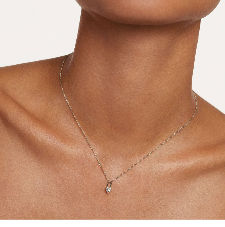5g Weight 925 Sterling Silver Pendant Material Zircon Inlay Material Pendant Necklace Classification cable chain Chain Type 1 Piece Quantity Daily Occasion 925 Sterling Silver Material Heart Shape, Key, Lock Pattern Couple Gender Simple Style Style Plating, Inlay Craft 925 Sterling Silver Zircon Cable Chain Plating Inlay Heart Shape Key Lock Pendant Necklace 5