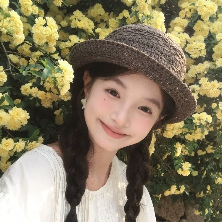 韩国订单『高品质』卷边纯色圆顶礼帽子夏季镂空透气遮阳显脸小渔|undefined
