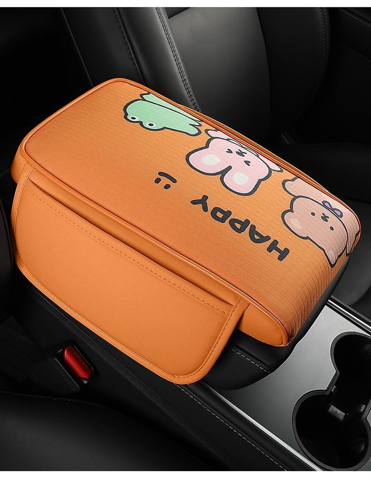 2026 New Model Printed Car Armrest Box Mat Vibrant Orange Box Mat Vibrant Orange Box Mat