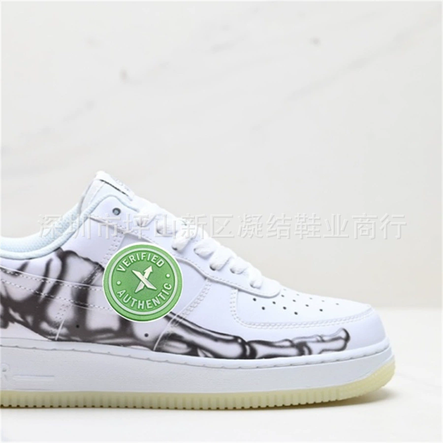 Низкие кроссовки (Nike) Air Force 1, принт скелета, цветовые решения на Хэллоуин, размеры 36–45