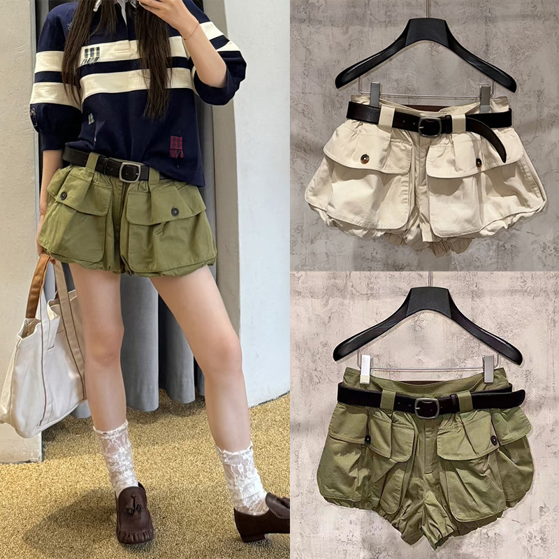 French-Style Niche 2026 Summer Fashionable Workwear Large Pocket Casual Bloomers Long-Leg Bubble Shorts 26497 French-Style Niche 2026 Summer Fashionable Workwear Large Pocket Casual Bloomers Long-Leg Bubble Shorts 26497