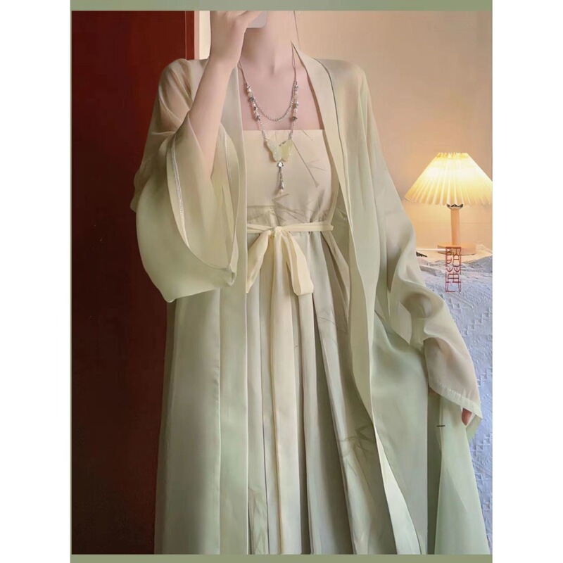 Flower Notes【Spring Tea】Hanfu for Women, Song-Style Chinese Style, Changgan Temple Improved Han Elements, Daily Wear for Spring and Summer