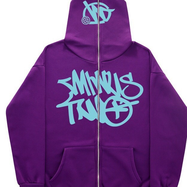 2026 European and American Style Full-Face Zipper Hoodie with Line Art English Print, Hooded Zip-Up Jacket for Autumn and Winter Casual Wear