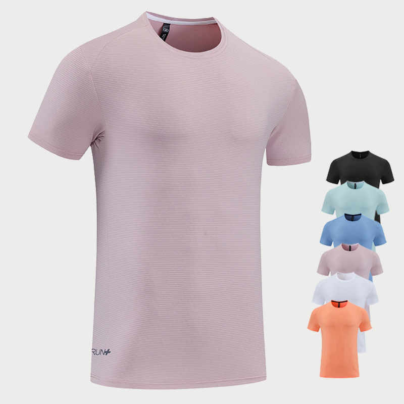 Summer Anti-Scratch Short-Sleeved Sports Tops for Men, Quick-Drying Round Neck Running Clothes, Fitness Clothes, Loose Casual Clothes, Training Clothes