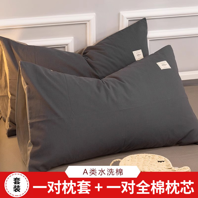 Funda de almohada de algodón ins, un par de fundas de almohada de algodón engrosadas para el hogar de celebridades de Internet, funda de núcleo de almohada individual, funda de forro interior