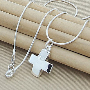 Foreign trade jewelry plated 925 silver necklace cross snake bone necklace 16-30 inch wholesale