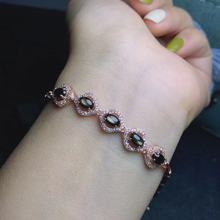 天然星光蓝宝石手链925银镶嵌支持检测彩宝手饰女