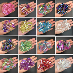 TikTok cross-border natural crystal coated colored single crystal electroplated blue and purple multi-color crystal column crushed stone decorative wholesale