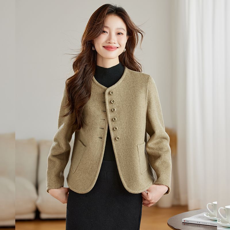 双面绒毛呢外套女2025秋冬新款小个子高级感时尚赫本风短款大衣|undefined