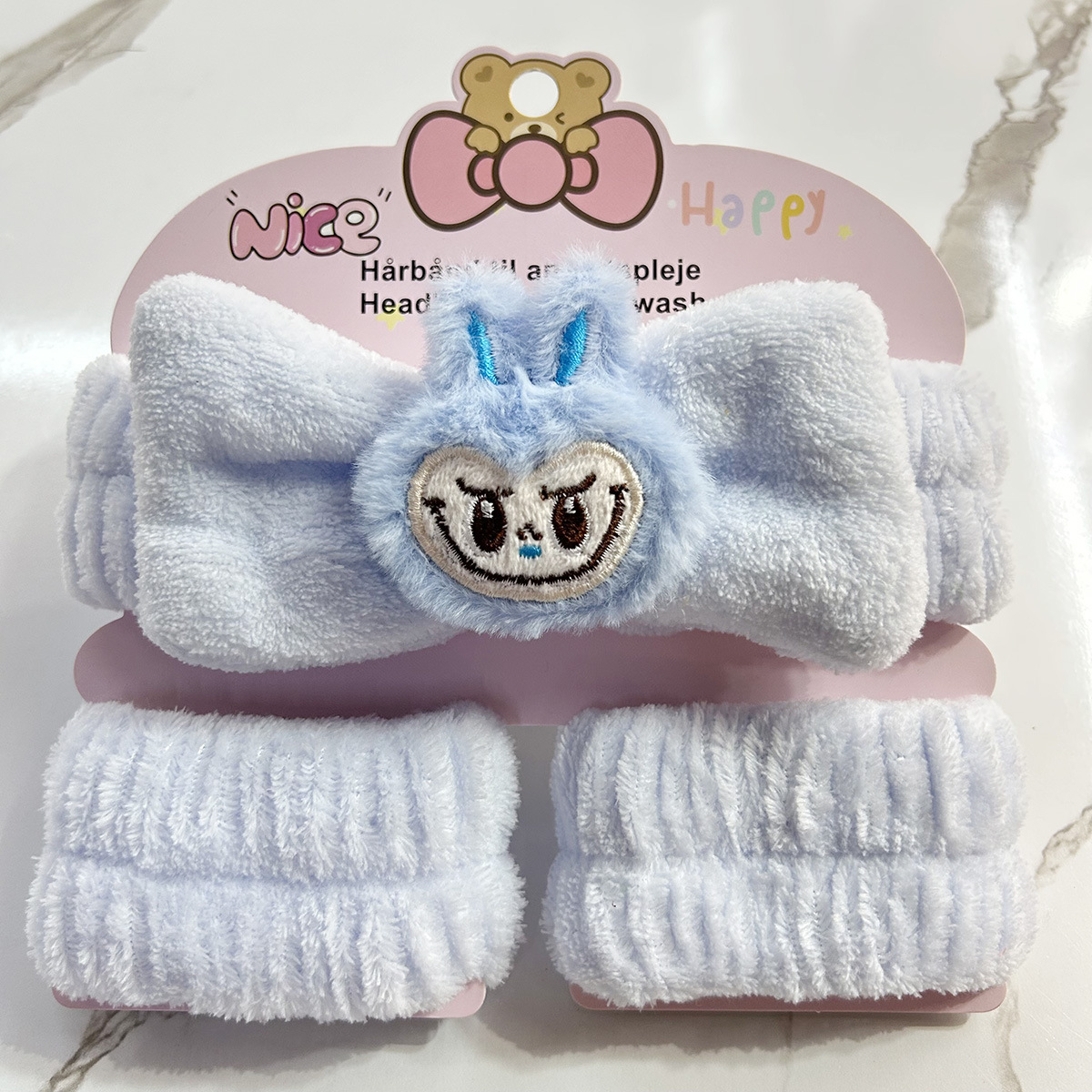 Banda de cabello de moda con tarjeta de papel dulce decoración de animales pequeños de peluche de lavado banda de cabello de dibujos animados correa de muñeca tridimensional