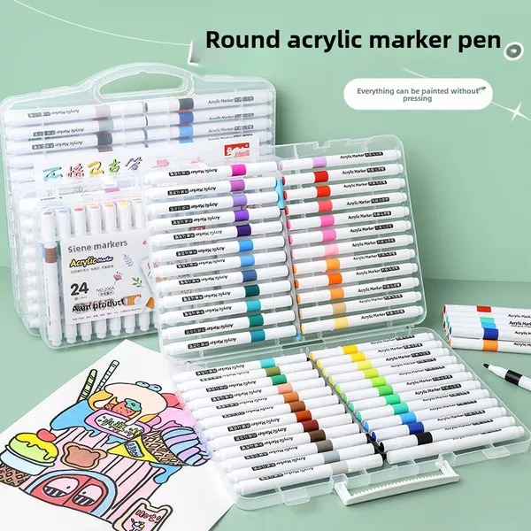 Acrylic marker 24/36/48 color diy waterproof opaque color stackable student color pen painting suit stationery