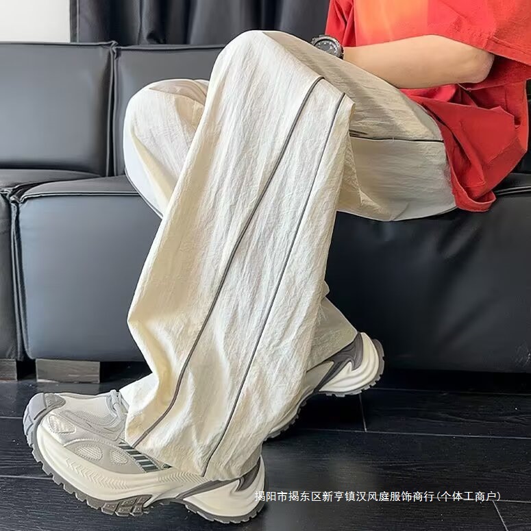 春秋季新款美式高街直筒阔腿裤男款宽松垂感小众设计感休闲长裤子
