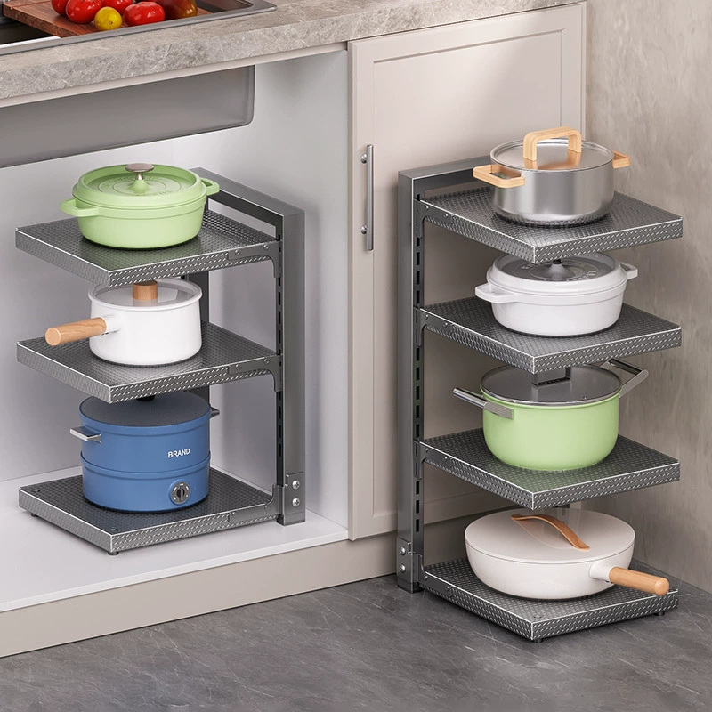 Подставка для кастрюли для хранения кухонной столешницы напольный держатель под раковиной шкаф можно регулировать многослойные полки оптом