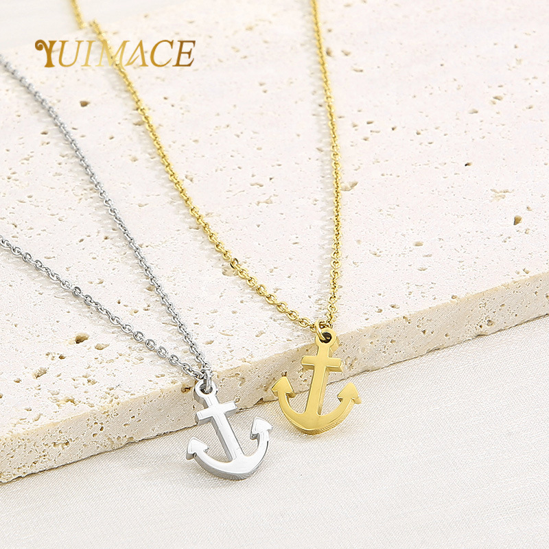 Fashion casual titanium steel anchor pendant necklace all-match men's and women's pendant light luxury Valentine's Day gift