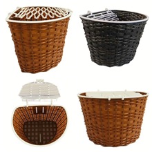 新款塑料车篮 复古车筐 自行车车篓自行车菜篮子电动车筐