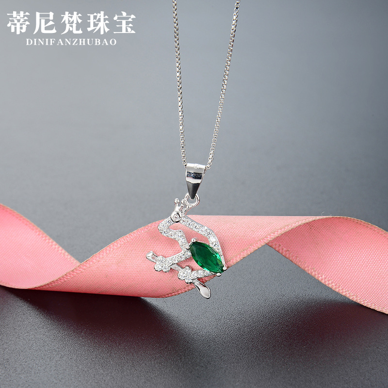 Collar de moda europeo y americano transfronterizo s925 plata esterlina diamante ZIRCON creativo Rana clavícula cadena colgante