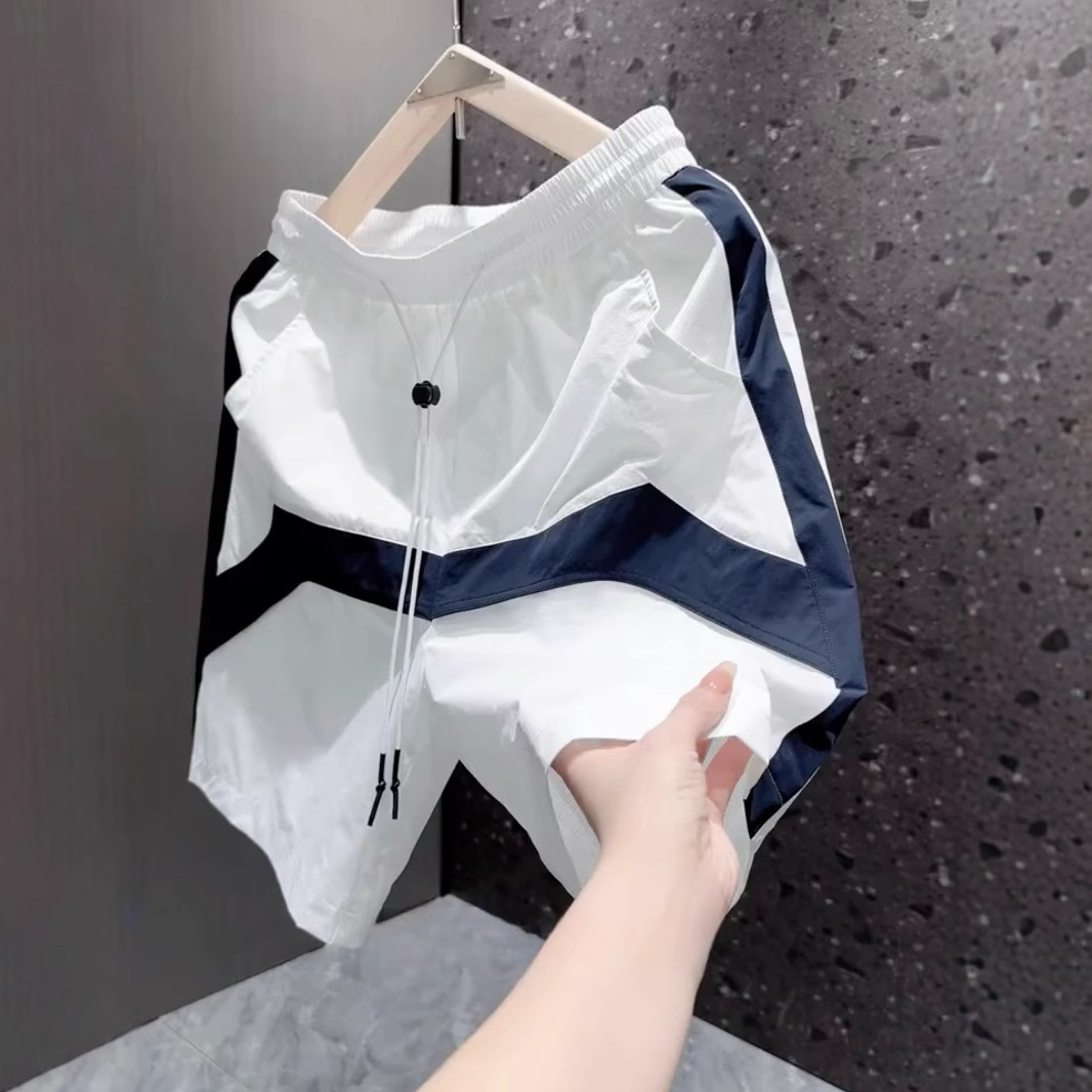 2025 New Summer Men's Casual Shorts Loose Straight Sports Quick-Drying Beach Pants American Color Matching Five-Point Pants