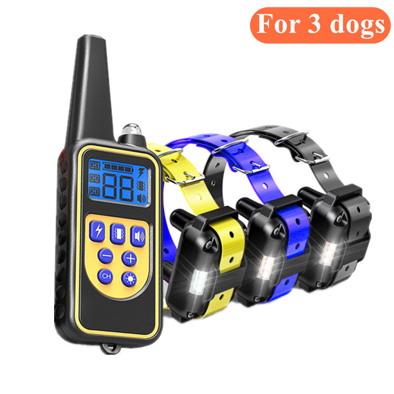 Entrenador de perros ladrido parada recargable impermeable anti-perro ladrando 800 m control remoto de larga distancia collar de choque eléctrico mascota transfronteriza