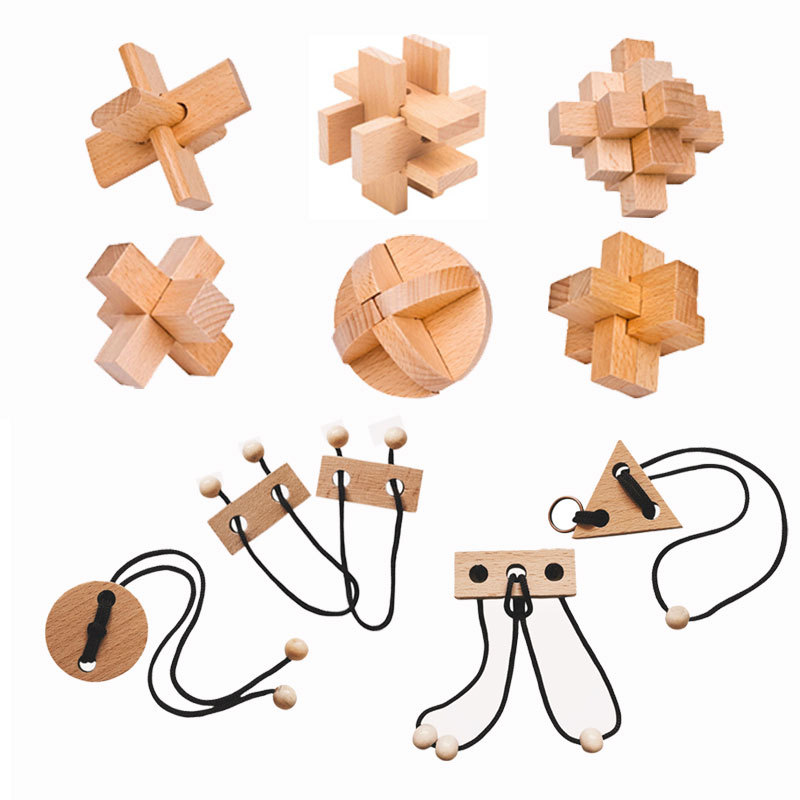 Juego de Desbloqueo Kongming y Luban de 10 Piezas de Madera de Haya, Desarrollo Cognitivo, para Niños y Adolescentes image 3