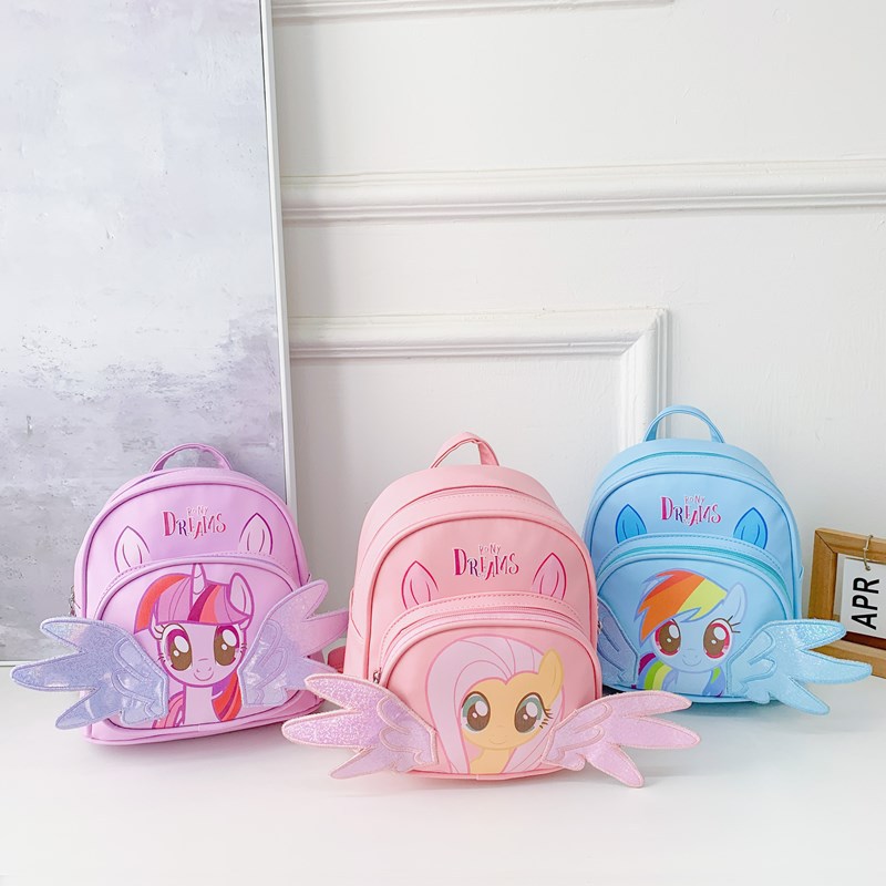 Little Pony Backpack 2025 New Rainbow Personalized Pu Leather Girls' Backpack Kindergarten Children's Fashionable Lightweight School Bag