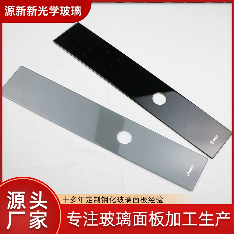 Обработка и настройка сенсорной кнопки стеклянной панели умного дверного замка, скошенной специальной формы, глубокой обработки закаленного стекла