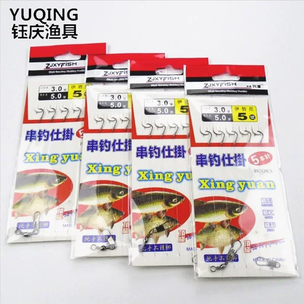 Fishing Line with Hooks, Gold Sleeves, Iseni Marushi Izu Hooks, Anti-Tangle, Pre-Tied, Finished Product, Strong Fishing Hooks, Fishing Hooks