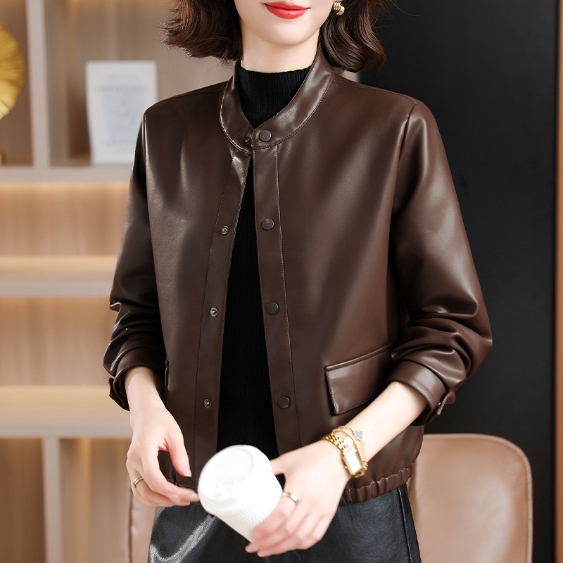 Short Leather Jacket for Women, Spring and Autumn 2026 New Popular Style, Autumn and Winter Fashion Pu Leather Jacket for Petite Moms Short Leather Jacket for Women, Spring and Autumn 2026 New Popular Style, Autumn and Winter Fashion Pu Leather Jacket for Petite Moms