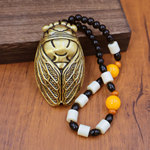 黄铜金蝉手把件盘玩随身文玩一鸣惊人把玩件知了实心书房桌面摆件