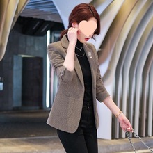 千鸟格毛呢西装外套女秋冬季2025年新款时尚气质短款小个子小西服