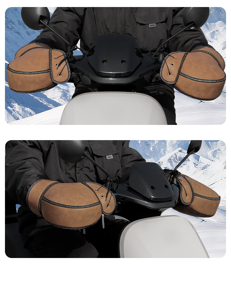 Electric Vehicle Winter Windproof Handlebar Covers, Motorcycle Thickened Warm Handlebar Covers, Outdoor Riding Commuting Hand Protectors