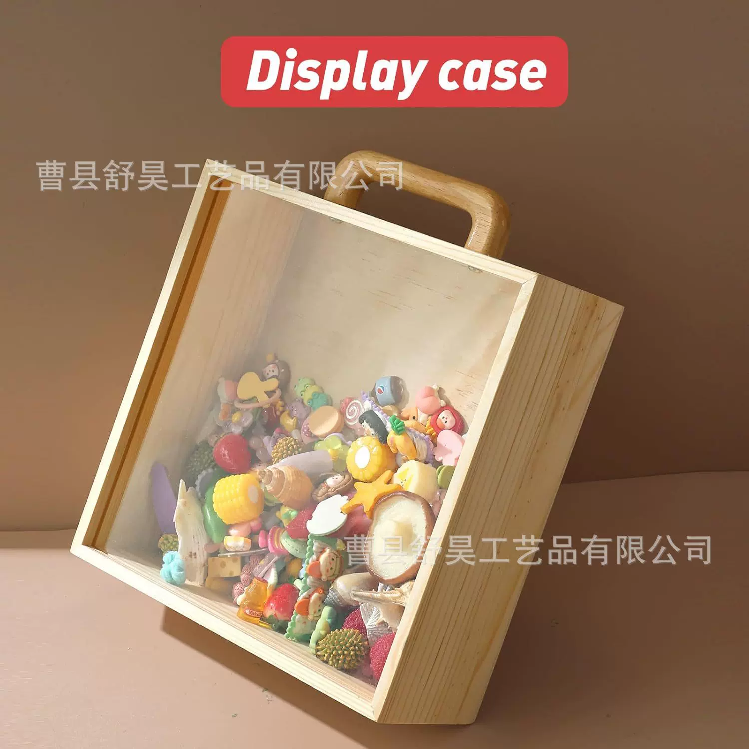 现货木质手提盒透明亚克力盖木盒儿童玩具积木分装盒玩具收纳盒