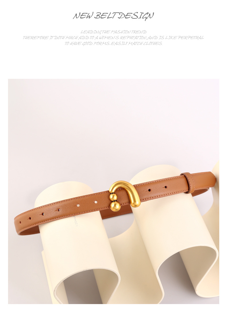 Hot Selling Ancient Silver Gold Buckle Cowhide Women's Belt New Fashionable Leather Belt Decoration with Skirt Pants Belt Trendy Women's Stock_voghion.com