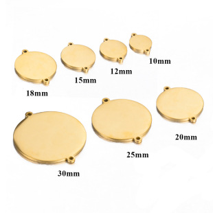Hot Sale Mirror Stainless Steel Outer Hole Round Jewelry Accessories DIY Connection Bracelet Round Pendant Laser Engraving