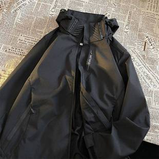 Men's Autumn American Functional Mountaineering Jacket Windproof Black Sunscreen Jacket Outdoor Breathable plus size Jacket