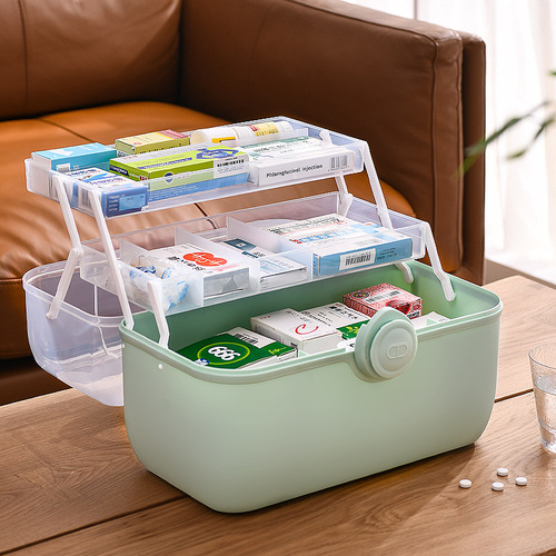 Home Medicine Box for Family Use, Household Medicine Storage Box, Large Capacity Multi-Layer Portable Plastic Medical Small Medicine Box, Wholesale