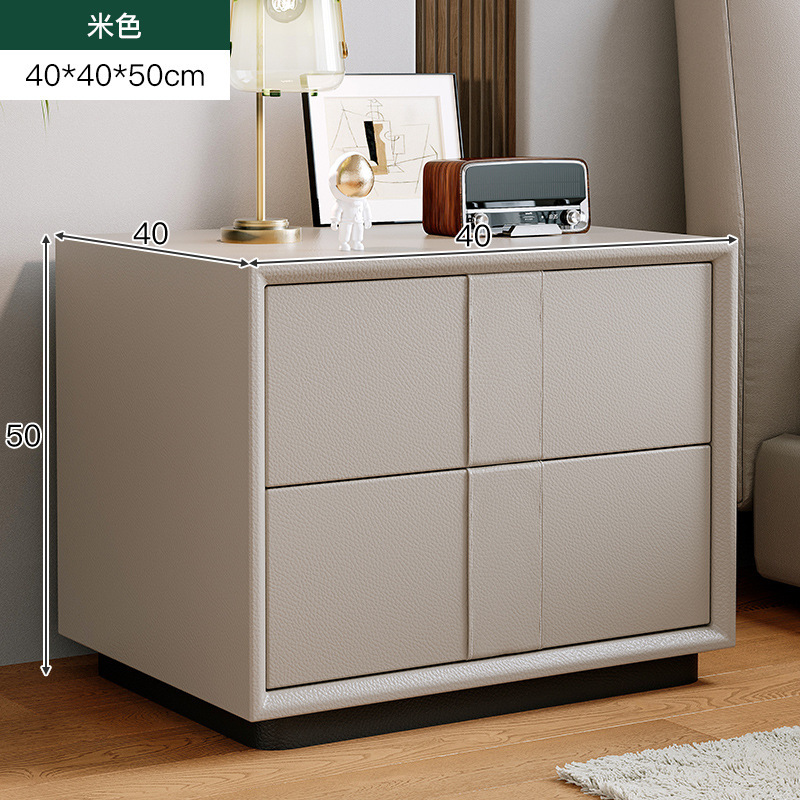 Mesita de noche simple y moderna 2024 nuevo estilo de lujo ligero, cama de cuero del dormitorio principal de alta gama, mesa de borde de cama, mesa de almacenamiento de borde de cama de celebridades de Internet