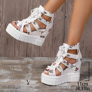 G 83472 Cross strap high heel roman sandals ���潉���߸��_�R