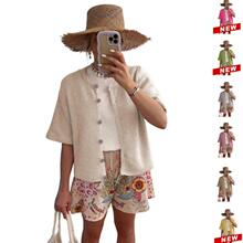 Y 20641 Short Crew Neck Button Cardigan �̿�Բ��Ŧ�ۿ���