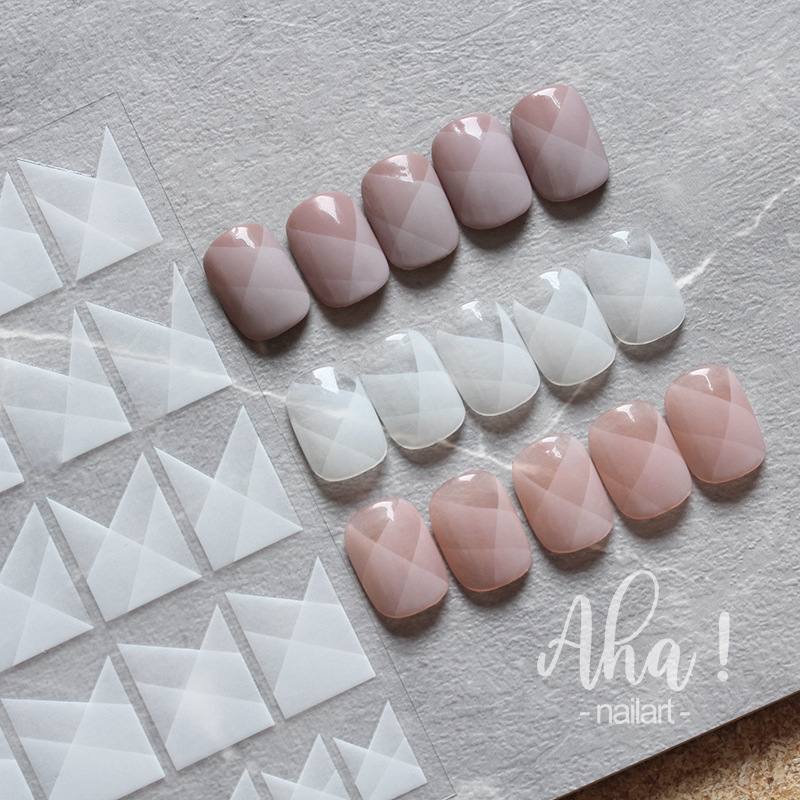 Aha manicure adhesive sticker translucent French black and white rose flower smoke smudged nail decoration decal