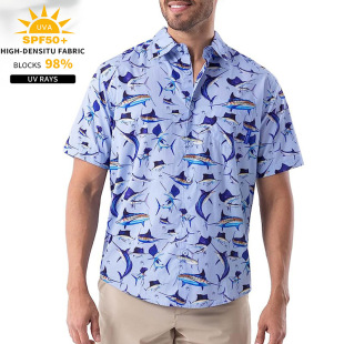 Customized Upf50 Quick-Drying Sun Protection Shirt Short-Sleeved Breathable Lapel T-Shirt Sports Outdoor Sun Protection Shirt Fishing Clothing