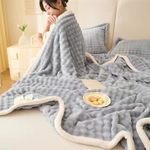 纯色濑兔毛绒毛毯加厚礼品毯沙发盖毯午睡毯法莱绒毯子团购批发