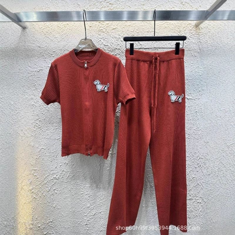 25 летних новых вязаных коротких рукавов на молнии для щенков ➕ Брючный костюм-двойка