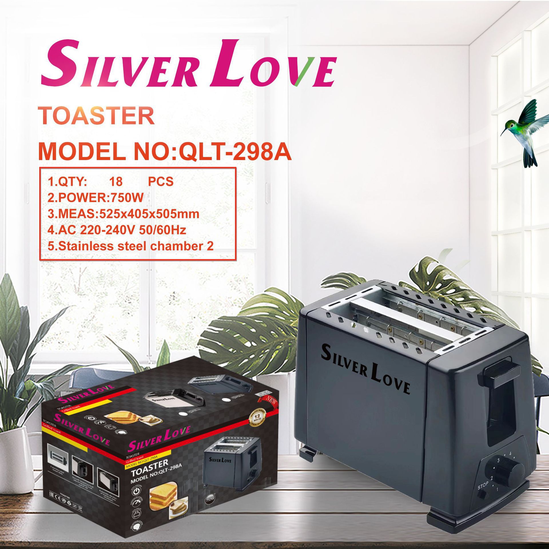 Fábrica transfronteriza de seis piezas inclinadas de lujo cadena de tostadora comercial de cuatro piezas tostadora tostadora