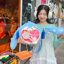 日系初音未来二次元可爱女生斜挎包卡通玩偶背包学生包透明单肩包