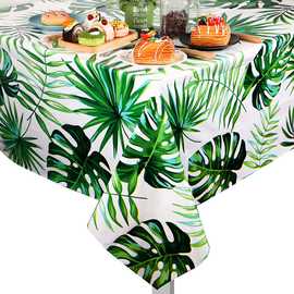 新款夏威夷棕榈叶桌布防水防油一次性热带树叶派对PEVA桌布