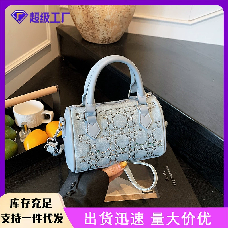 Ретро нишевая сумка-саквояж с пайетками для женщин 2025, новая большая вместительная модная простая сумка через плечо или кроссбоди