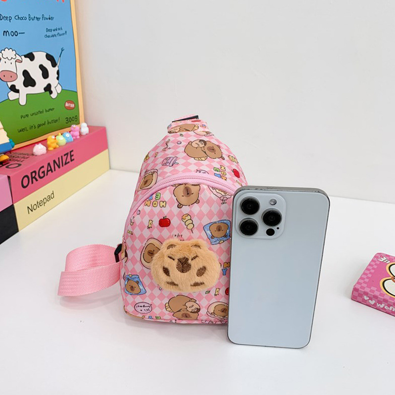Bolso de niños encantador, bolso de mochila infantil de dibujos animados, bolso de cambio para bebés extranjeros, bolso de pecho de niña al aire libre