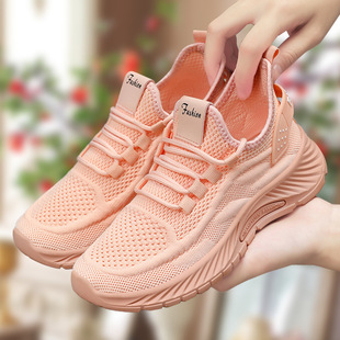 Women's Shoes Wholesale, Women's Shoes for Autumn, Sports Shoes, Fly-Knit Soft-Soled Running Shoes, Breathable Mesh Shoes, Shallow Slip-On Shoes