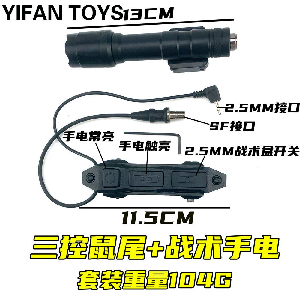 Universal battery case with laser, flashlight, lights for monitor, wire control, A2
